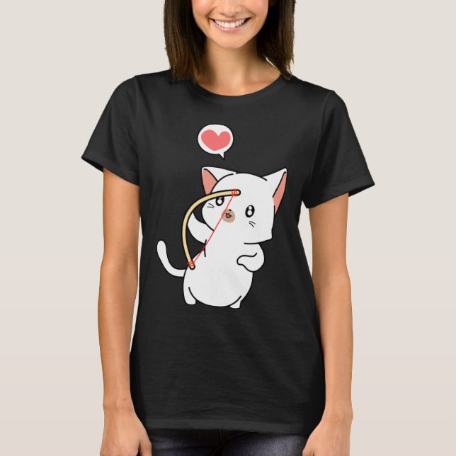 Cupid Cat  Matching Couple Valentines Day Kitten T Shirt (Framsida)