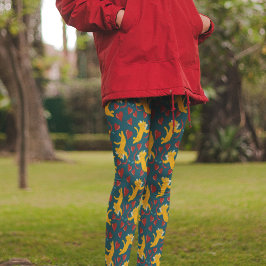 Cupid Cats Valentine Day Orange, Red and Blue Leggings