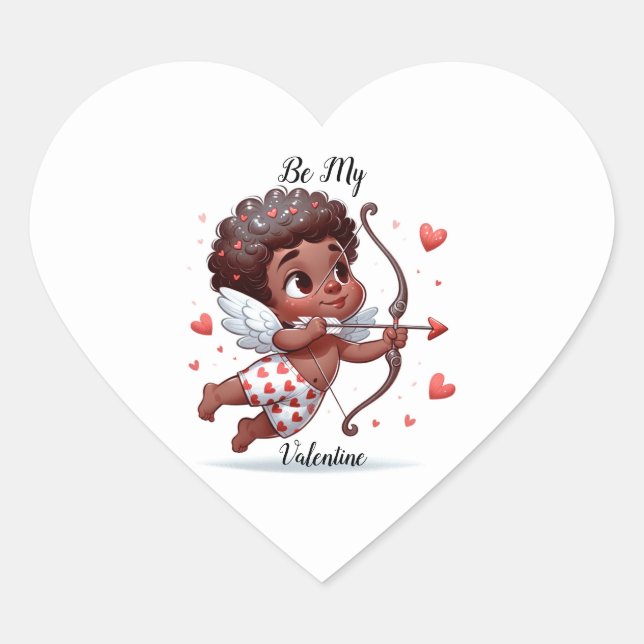Cupid Charm Hjärtformat Klistermärke (Framsida)