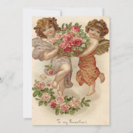 Cupid Cherub Angel Basket Ro bröllopsinbjudan Inbjudningar