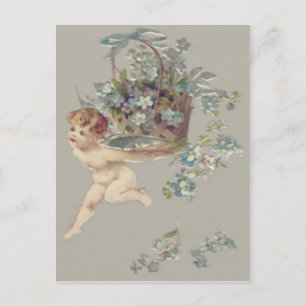 Cupid Cherub Angel Glöm-Me-Not Vykort