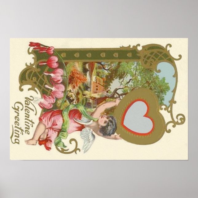 Cupid Cherub Angel Heart Cottage Poster (Framsidan)
