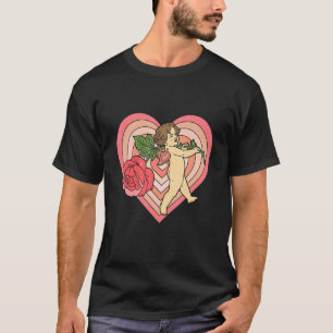 Cupid Cherub Angel med Röd ros Heart Kärlek Valent T Shirt