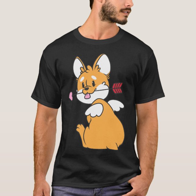 Cupid Corgi T Shirt (Framsida)