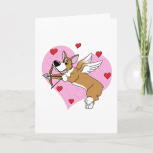Cupid Corgi Valentine Day Card Helgkort