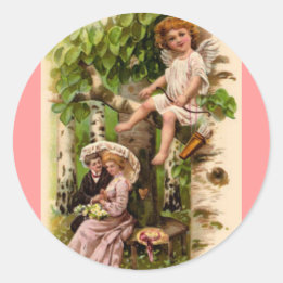 Cupid & CoupleVintage Valentine Day Runt Klistermärke