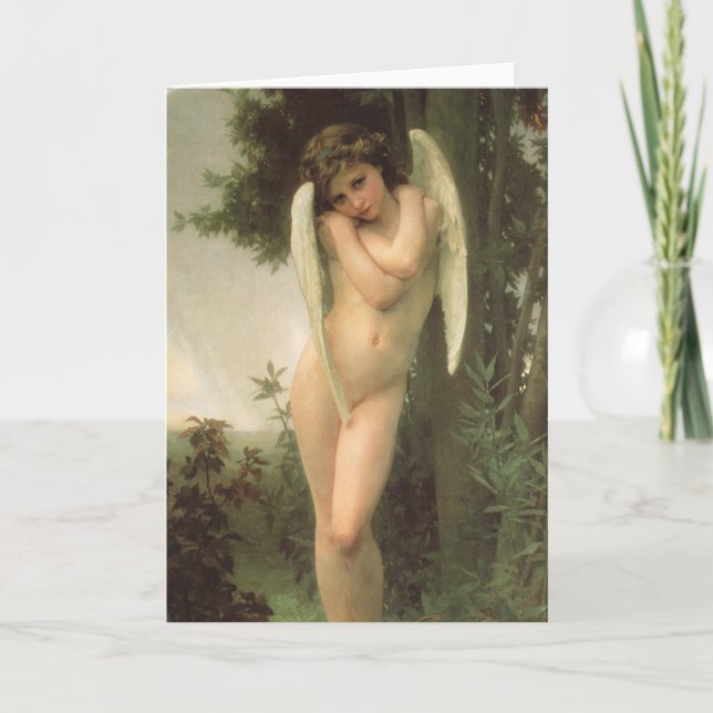 Cupid (Cupidon) Angel Porträtt av Bouguereau Helgkort (Framsida)