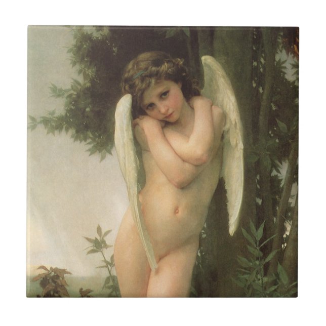 Cupid (Cupidon) Angel Porträtt av Bouguereau Kakelplatta (Framsidan)