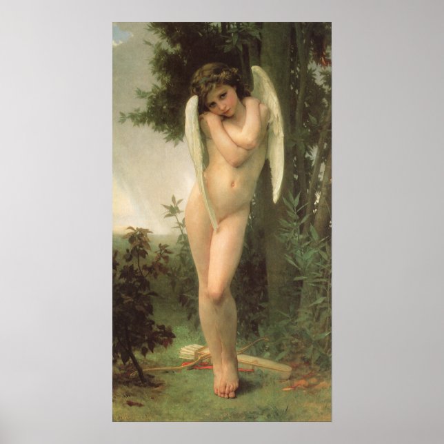 Cupid (Cupidon) Angel Porträtt av Bouguereau Poster (Framsidan)