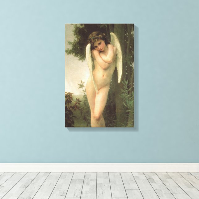 Cupid (Cupidon) Ängelporträtt av Bouguereau Canvastryck (Insitu (trägolv))