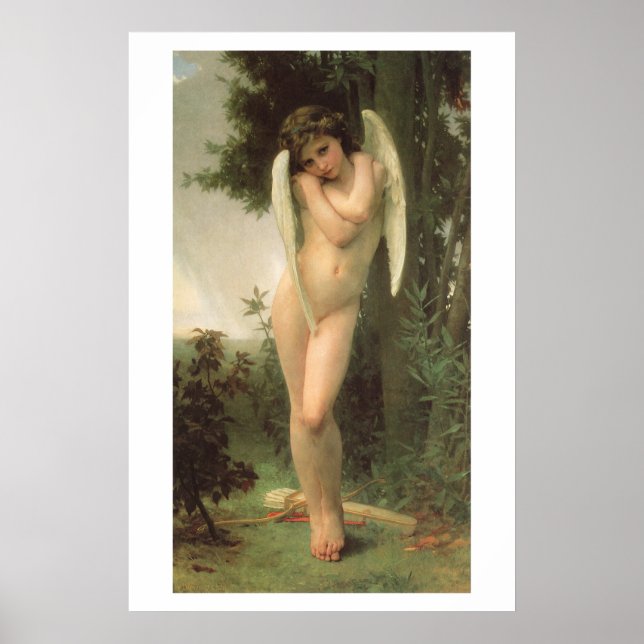 Cupid (Cupidon) Ängelporträtt av Bouguereau Poster (Framsidan)