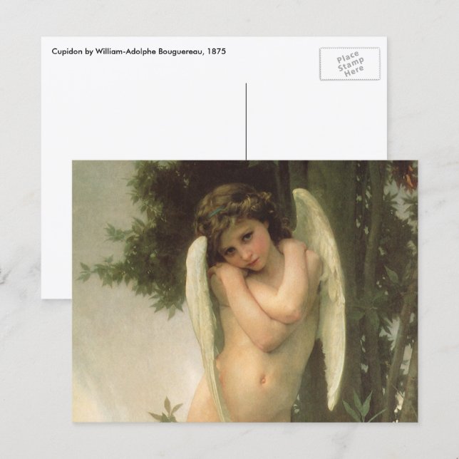 Cupid (Cupidon) Ängelporträtt av Bouguereau Vykort (Fram/baksida)