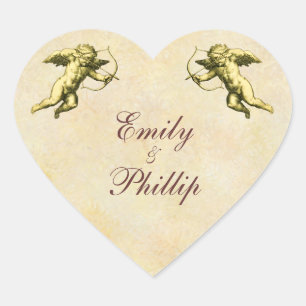 Cupid för elegant Vintage Hjärtformat Klistermärke