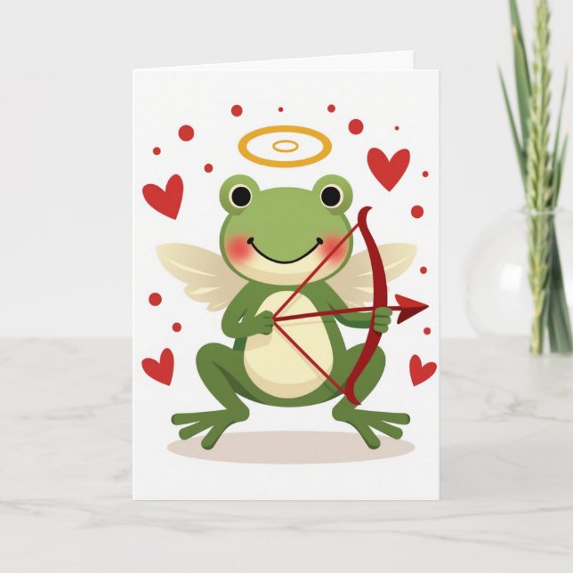 Cupid Frog Valentine Love Card Kort (Framsida)