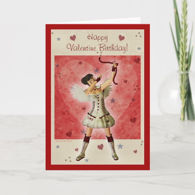Cupid Girl Lycklig Valentine Birthday Blank Card Helgkort (Framsida)