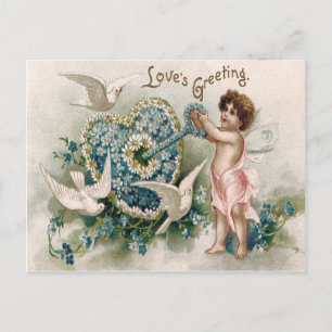 Cupid Glöm-Me-Not Dove Nyckel Daisy Vykort