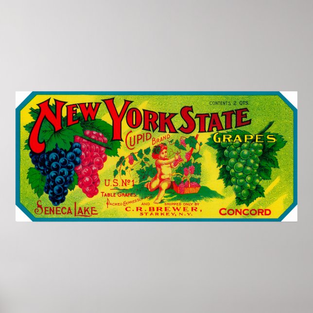 Cupid Grape LabelStarkey, NY Poster (Framsidan)