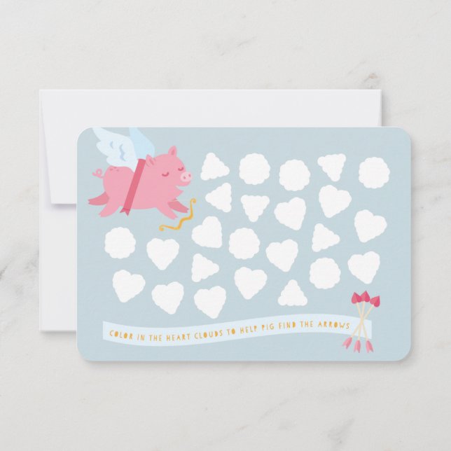 Cupid Gris aktivitetsklassrum Valentine vykort (Baksida)