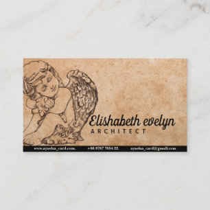 Cupid Hand målad Black and White Sketch European Visitkort
