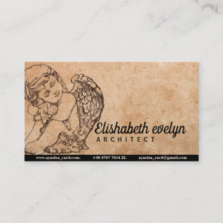 Cupid Hand målad Black and White Sketch European Visitkort