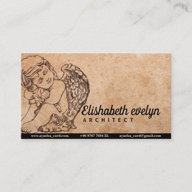 Cupid Hand målad Black and White Sketch European Visitkort (Framsida)