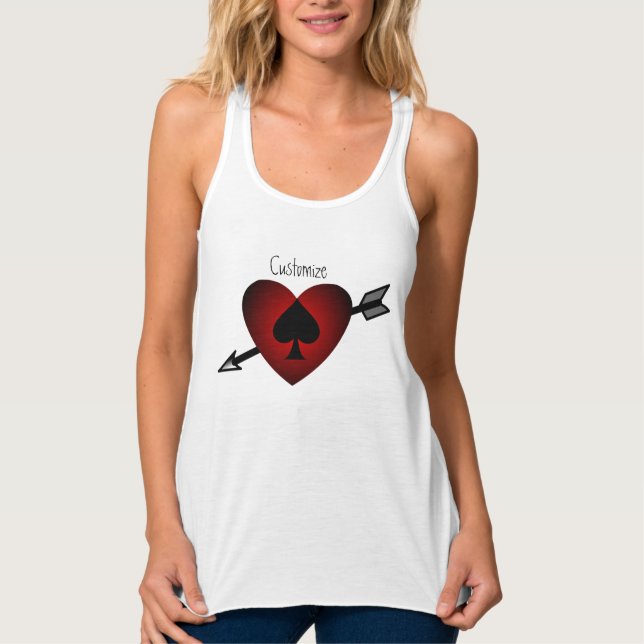 Cupid Heart Black Spade Thunder_Cove-Tanktopet Linne Med Racerback (Framsida)