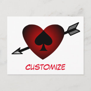 Cupid Heart Black Spade Thunder_Cove Vykort
