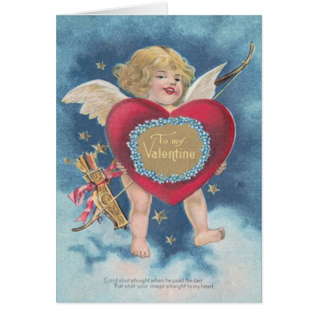 Cupid Heart Bow Arrow Stars Clouds Heavens Hälsningskort (Framsidan)