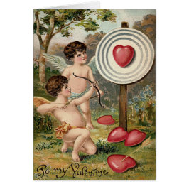 Cupid Heart Bow Arrow Target Fält Hälsningskort