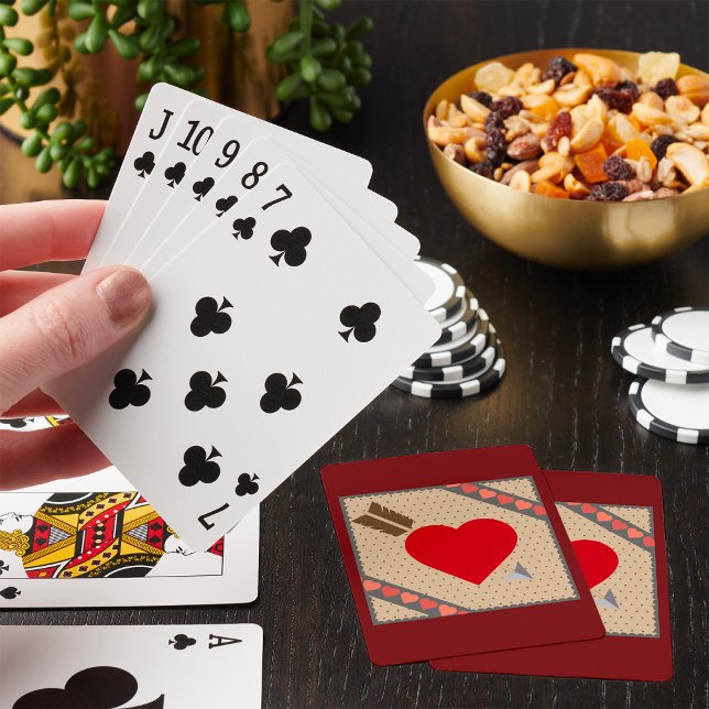 Cupid Heart med Arrow Romantic Valentines Mönster Casinokort (Skapare uppladdad)