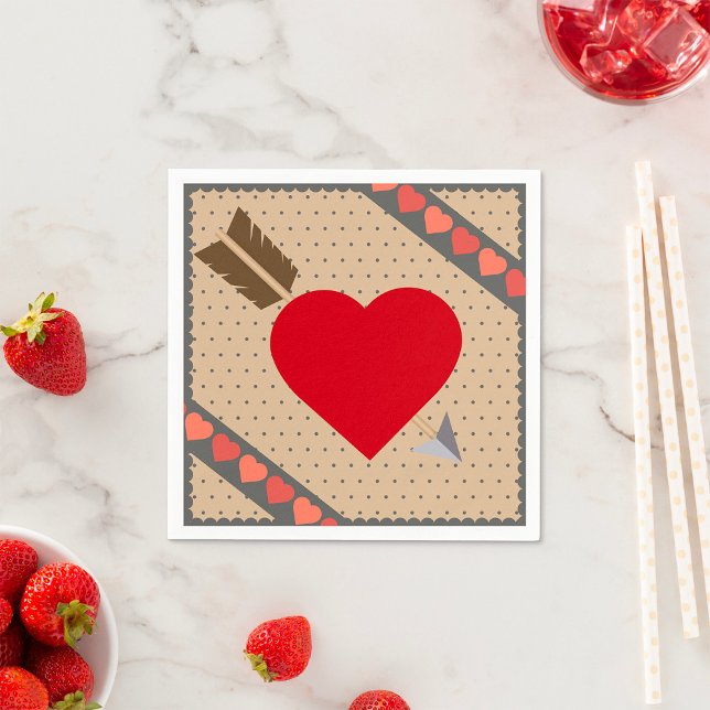 Cupid Heart med Arrow Romantic Valentines Mönster Pappersservett (Skapare uppladdad)