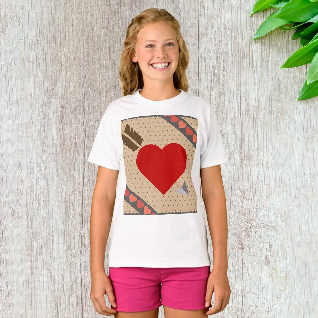 Cupid Heart med Arrow Romantic Valentines Mönster T Shirt (Skapare uppladdad)