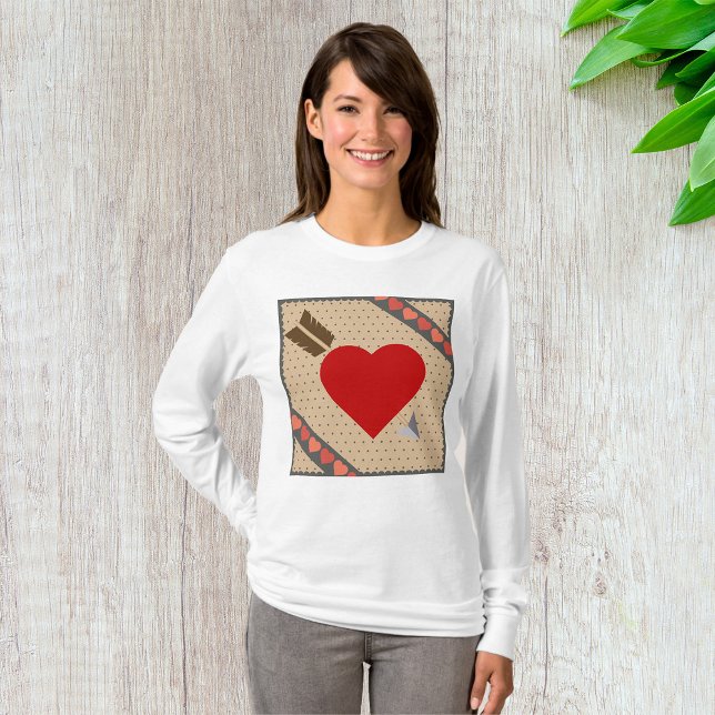 Cupid Heart med Arrow Romantic Valentines Mönster T Shirt (Skapare uppladdad)