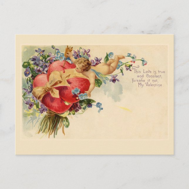 Cupid Hearts Vintage Valentine Postcard Vykort (Framsida)