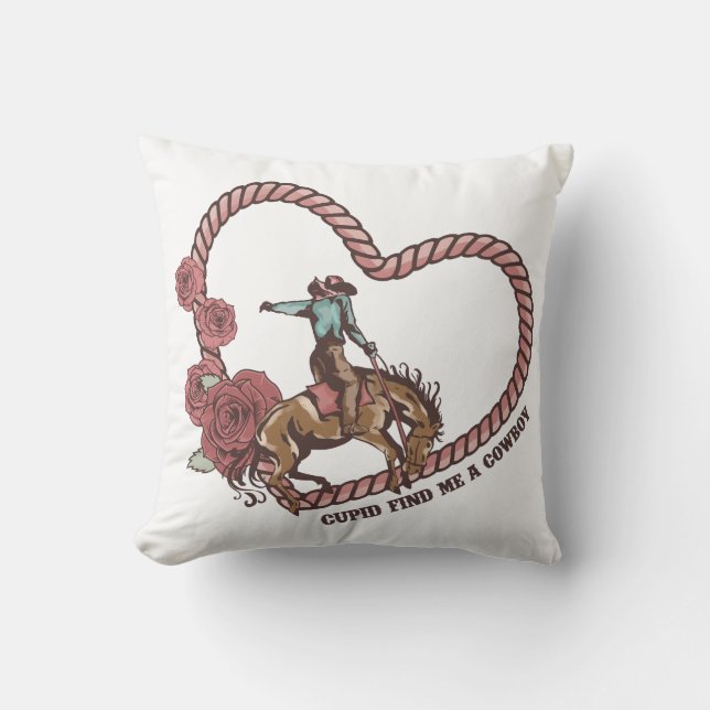 Cupid Hitta mig en Cowboy Kudde (Framsida)