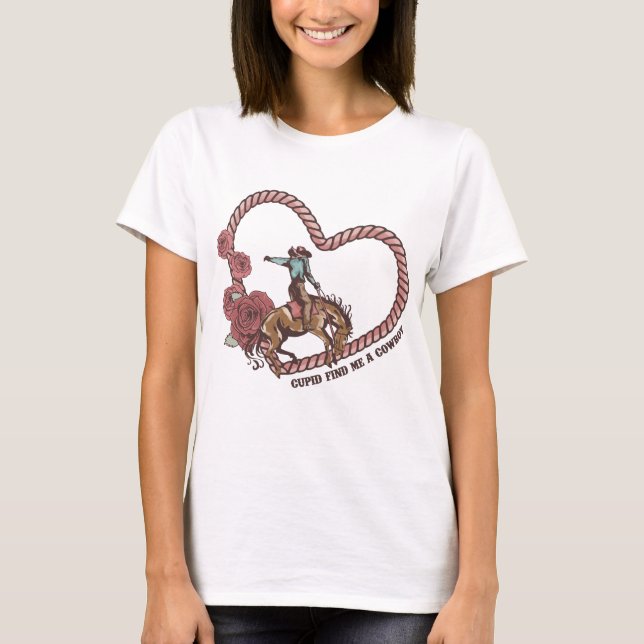 Cupid Hitta mig en Cowboy T Shirt (Framsida)