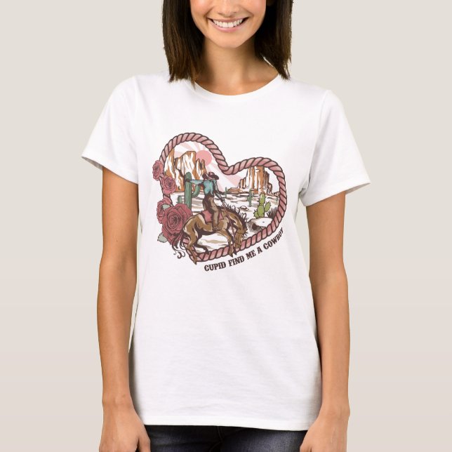 Cupid Hitta mig en Cowboy T Shirt (Framsida)