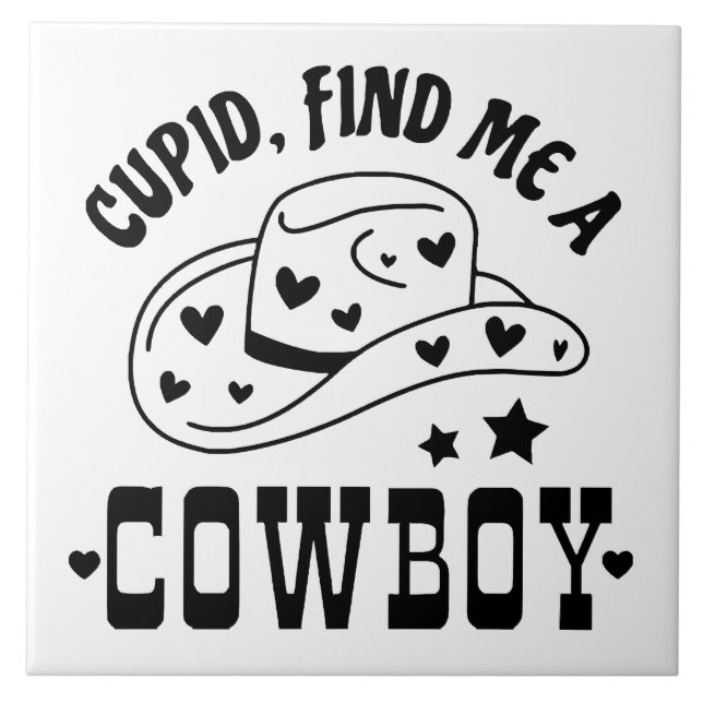 Cupid Hitta Mig En Cowboy Western Kakelplatta (Framsidan)