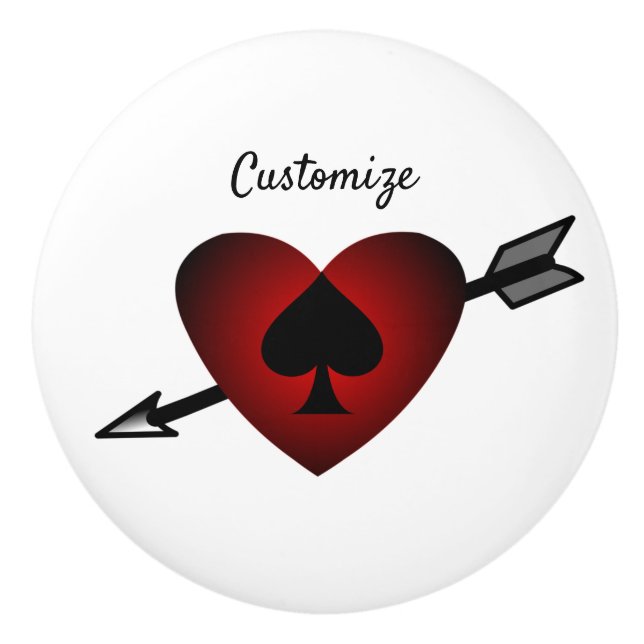 Cupid Hjärta Svart Spade Thunder_Cove Knopp (Framsidan)