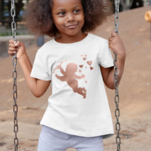 Cupid Hjärtan Roséguld Metallisk Alla hjärtans dag T Shirt