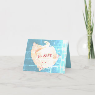 Cupid-hjärtan Valentine BE MINE Card röd och blå Kort