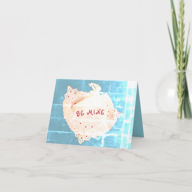 Cupid-hjärtan Valentine BE MINE Card röd och blå Kort (Framsida)
