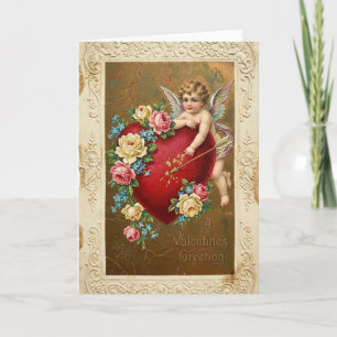 Cupid Hjärtrosar Vintagekort Kort