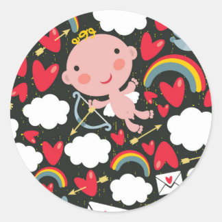 Cupid i himlar runt klistermärke