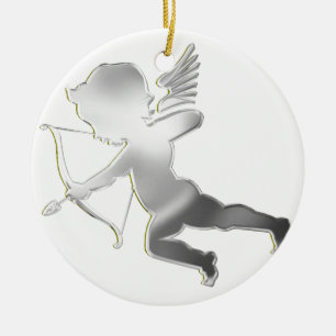Cupid i silver julgransprydnad keramik