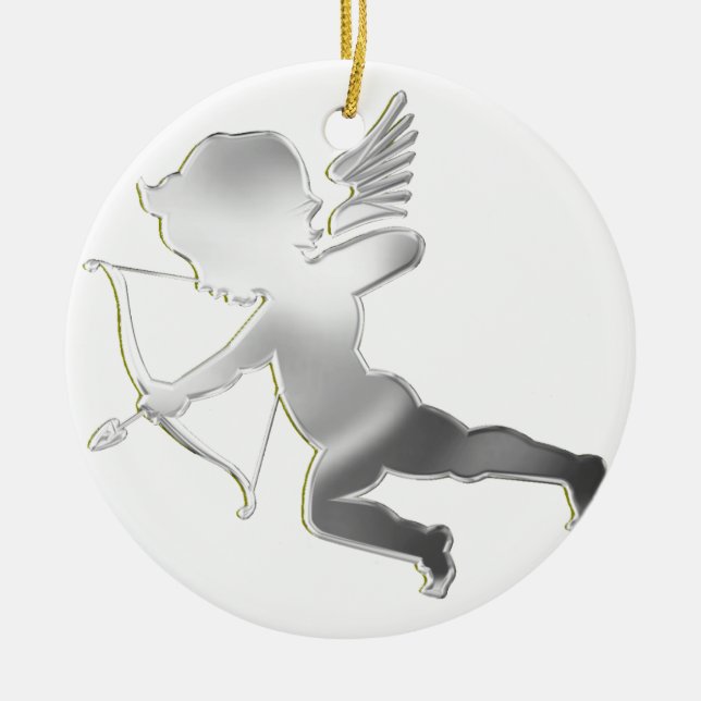 Cupid i silver julgransprydnad keramik (Framsidan)