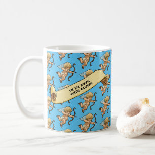 Cupid Jag är kär i kaffe! Alla hjärtans dags-mönst Kaffemugg