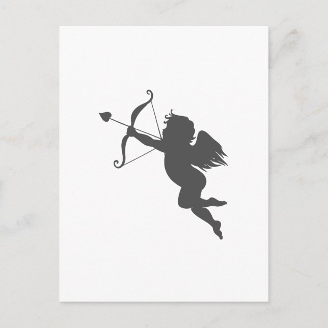 Cupid kärlek silhouette vykort (Framsida)