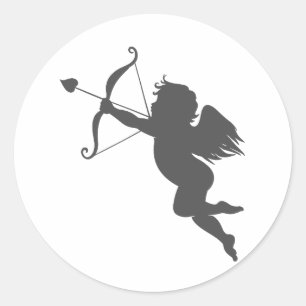 Cupid kärlek silhuette runt klistermärke