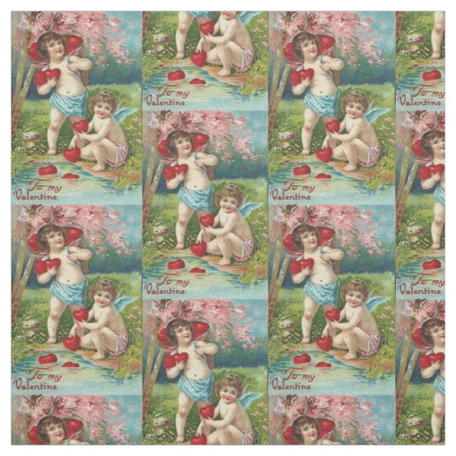 Cupid Kerub som skördar Hjärtträdet Tyg (Provkarta)